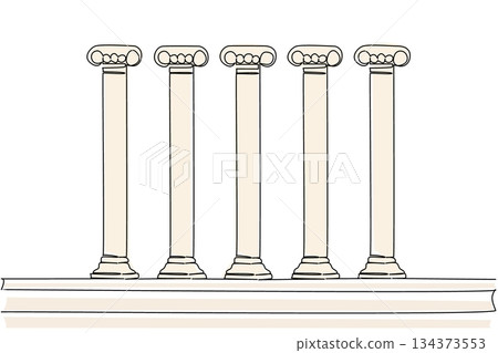Continuous line drawing architecture concept for international event Democracy Day. Classical columns evoke ancient origins of democracy, emphasizing pillars of law, stability, and societal structure. Continuous line drawing architecture concept for international event Democracy Day. Classical columns evoke ancient origins of democracy, emphasizing pillars of law, stability, and societal structure. 134373553