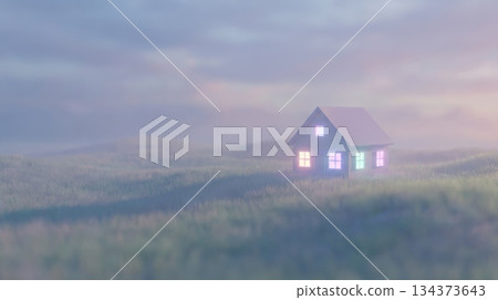 Single House in Wide Open Grass Field Single House in Wide Open Grass Field 134373643