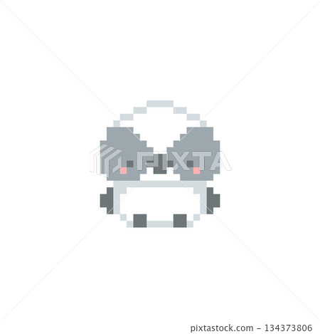 Pixel art of a sitting long-tailed tit chick 134373806