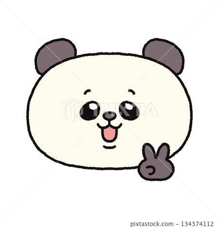 Panda making a peace sign 134374112