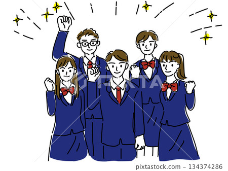 Exam / admission / college entrance image Smiling student making a fist pump 134374286