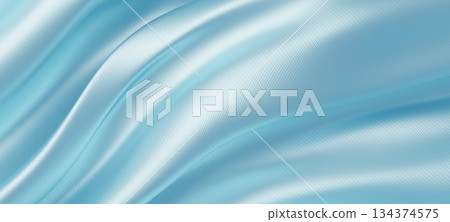 Light blue fabric background with copy space 3D render 134374575