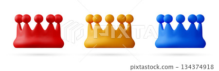 Set of 3d vector crown icons 134374918