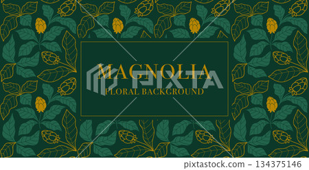 Seamless Green Magnolia Pattern for Floral Banner and Botanical Background Design, Vector Illustration Seamless Green Magnolia Pattern for Floral Banner and Botanical Background Design, Vector Illustration 134375146