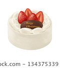 草莓聖誕蛋糕插圖 134375339