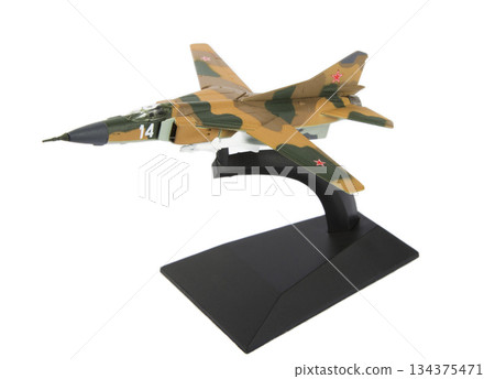 Military plane model isolated on white background 134375471