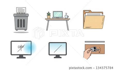 Office work and information security everyday icons 134375784