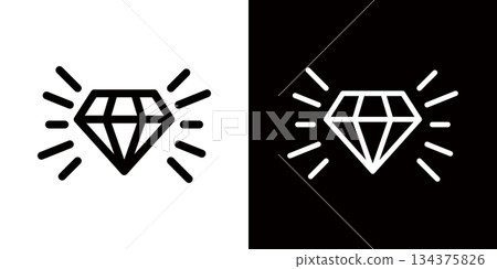 閃耀的鑽石圖標，高級標誌 134375826
