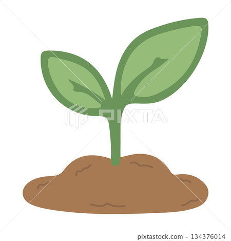 Illustration of Sprout Growing From Soil 134376014