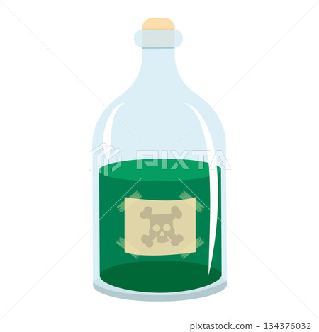 Cartoon Bottle of Poison with Skull Symbol Cartoon Bottle of Poison with Skull Symbol 134376032