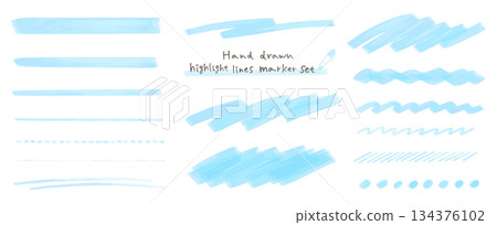 Hand-drawn underline marker set for highlighting, highlighting important points, borders, and text emphasis. 134376102