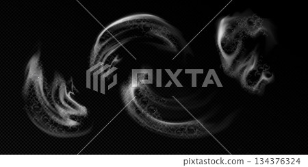 Soap foam stains set on transparent background Soap foam stains set on transparent background 134376324