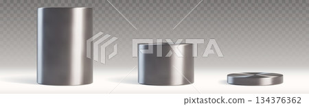 Round metal podiums of different height 134376362