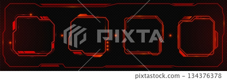 Digital game interface set with tech HUD elements 134376378