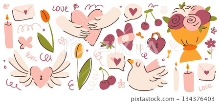 Groovy valentine day sticker collection 134376403