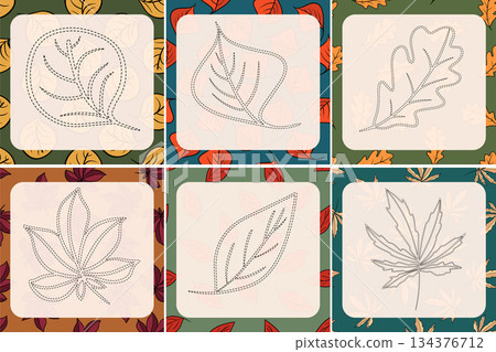 Vector isolated illustration of an exercise for developing writing. Task for preschoolers to circle the leaves. Vector isolated illustration of an exercise for developing writing. Task for preschoolers to circle the leaves. 134376712