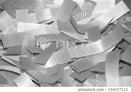 Image of used PP bands cut into short pieces Image of used PP bands cut into short pieces 134377123