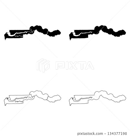 Gambia Outline and Solid Fill Map Set. 134377198