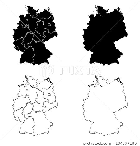 Germany Outline and Solid Fill Map Set. 134377199