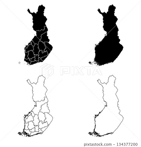 Finland Outline and Solid Fill Map Set. 134377200