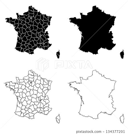 France Outline and Solid Fill Map Set. France Outline and Solid Fill Map Set. 134377201