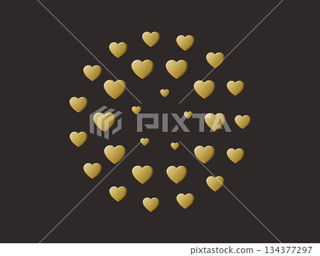 Gold heart frame on dark background, gold heart frame formed by golden 3D hearts in a circle. Romantic gold heart frame for love concepts, valentine design, wedding decor, cards, ratings and premium Gold heart frame on dark background, gold heart frame formed by golden 3D hearts in a circle. Romantic gold heart frame for love concepts, valentine design, wedding decor, cards, ratings and premium 134377297