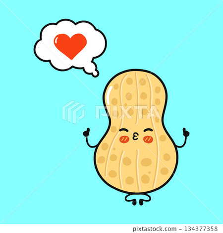 Cute peanut cartoon character blowing a kiss thinking about love 134377358