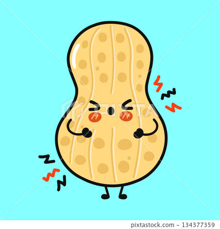 Peanut cartoon character feeling pain or stress 134377359