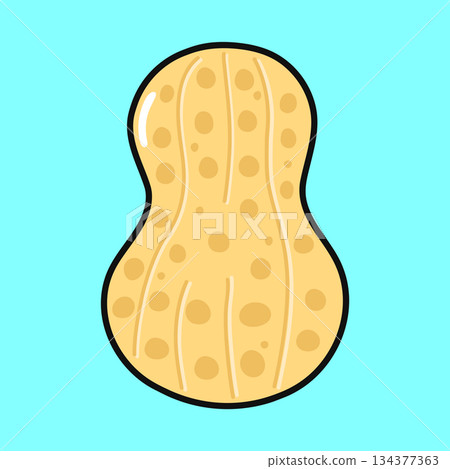 Peanut shell cartoon illustration on light blue background Peanut shell cartoon illustration on light blue background 134377363
