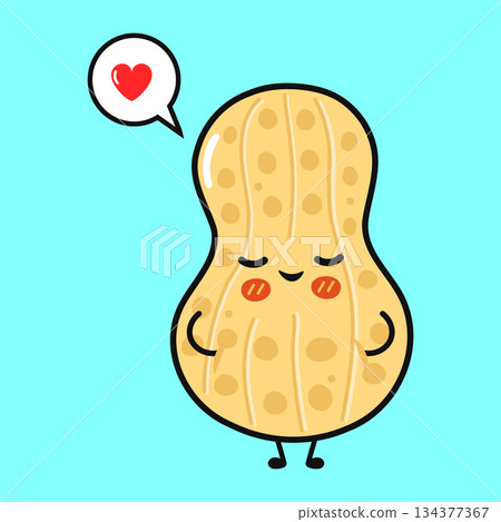 Cute peanut character feeling love and happiness concept 134377367