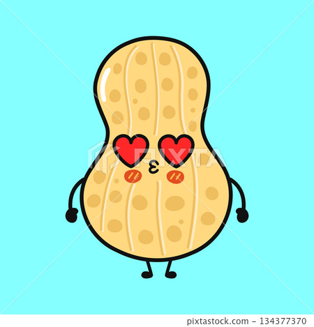 Cute peanut character falling in love, sending kiss 134377370