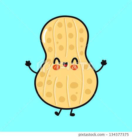 Peanut character smiling cheerfully on light blue background 134377375