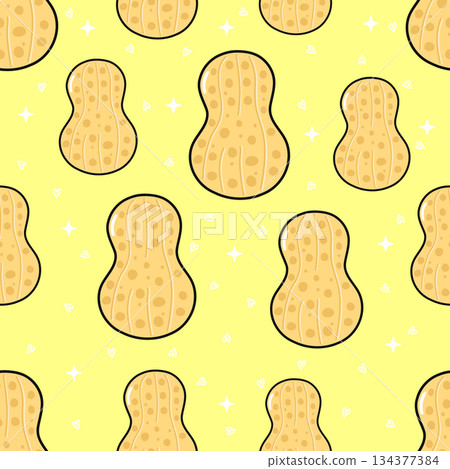 Cute peanut characters creating a seamless pattern design Cute peanut characters creating a seamless pattern design 134377384