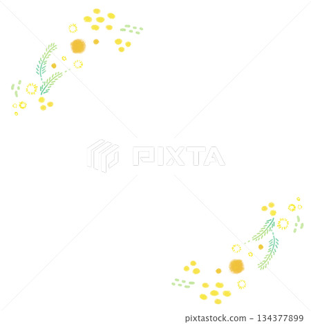 黃色含羞草花環式相框 134377899