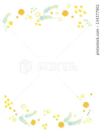 黃色含羞草花環式相框 134377902