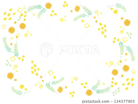 黃色含羞草花環式相框 134377903