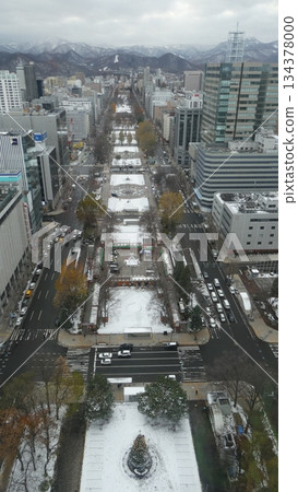 Snow falling from the TV tower to Odori Park Snow falling from the TV tower to Odori Park 134378000