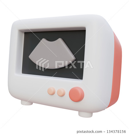 Ultrasound Scan of Baby in Monitor cartoon style 3D graphic Ultrasound Scan of Baby in Monitor cartoon style 3D graphic 134378156