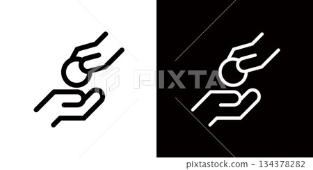 代表現金支付和捐款的手形圖標 134378282