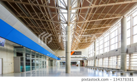 An empty indoor corridor at Makuhari Messe An empty indoor corridor at Makuhari Messe 134378381