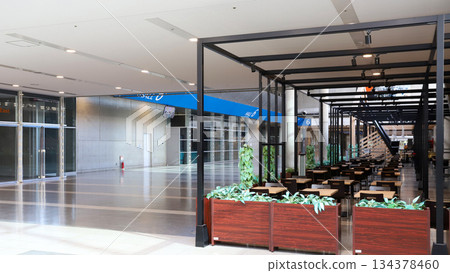 Empty indoor corridors and restaurants at Makuhari Messe 134378460