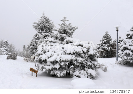 Balwangsan mountain covered in white snow. 134378547