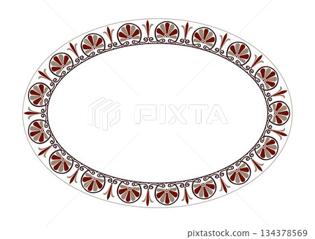 Oval decorative frame. Seamless classic Greek oval ornament. Oval of Ancient Greece and the Roman Empire. Classic Endless pattern frame border Roman Empire. Typical egyptian, assyrian and greek motive 134378569