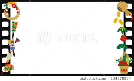 新年裝飾電影底片底片幀素材（寬高比 16:9） 134378994