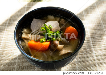 Delicious pork soup with lots of vegetables 134379231