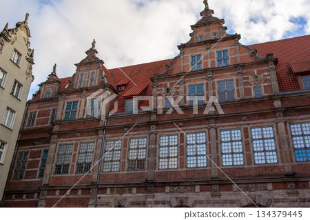 Historic brick building with detailed architecture in Gdansk, Poland Historic brick building with detailed architecture in Gdansk, Poland 134379445