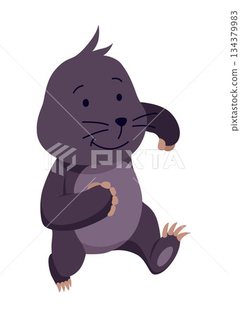 Vector cartoon mole. Cute illustration of funny animal for children design 134379983