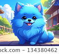 Blue Pomeranian cartoon illustration 134380462