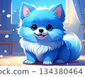 Blue Pomeranian cartoon illustration 134380464