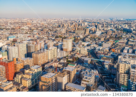 (Tokyo) Tokyo cityscape Sumida Ward, Koto Ward, Edogawa Ward, evening view (Tokyo) Tokyo cityscape Sumida Ward, Koto Ward, Edogawa Ward, evening view 134380870